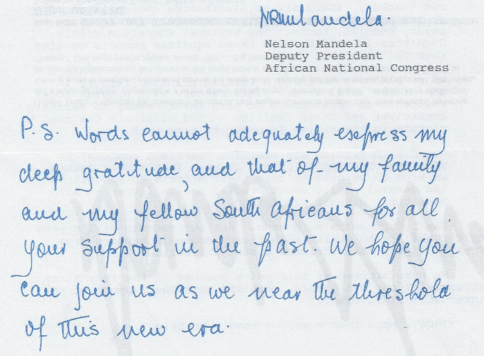 �criture Nelson Mandela